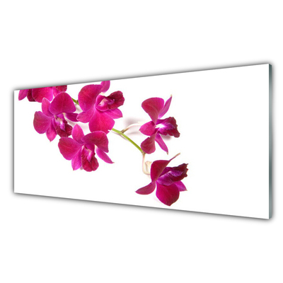 Glass Wall Art Flowers floral red