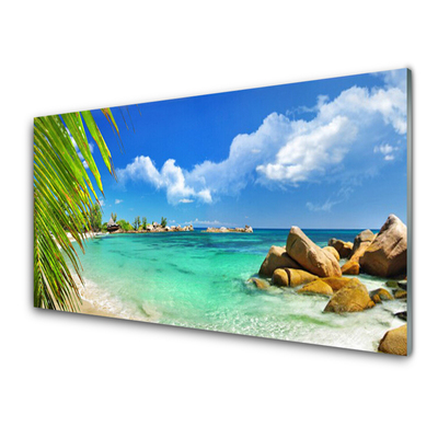 Glass Wall Art Sea landscape blue