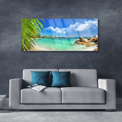 Glass Wall Art Sea landscape blue