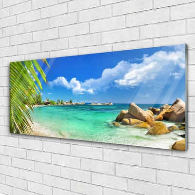 Glass Wall Art Sea landscape blue