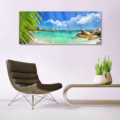 Glass Wall Art Sea landscape blue