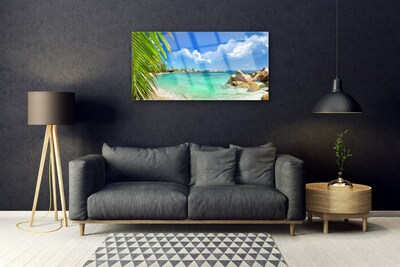 Glass Wall Art Sea landscape blue