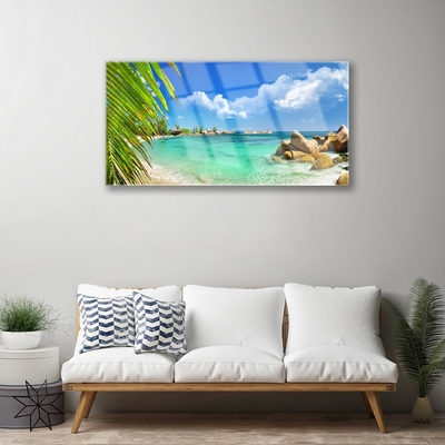 Glass Wall Art Sea landscape blue