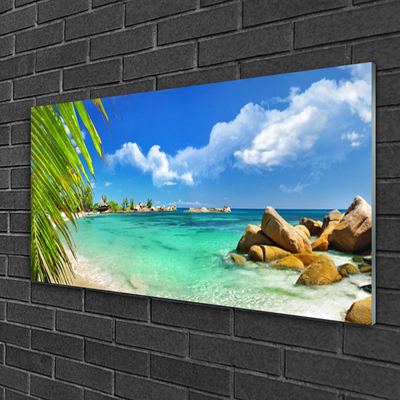 Glass Wall Art Sea landscape blue