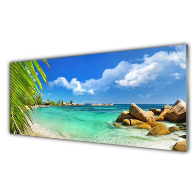 Glass Wall Art Sea landscape blue