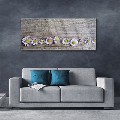 Glass Wall Art Daisy floral yellow white pink