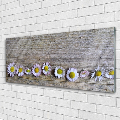 Glass Wall Art Daisy floral yellow white pink