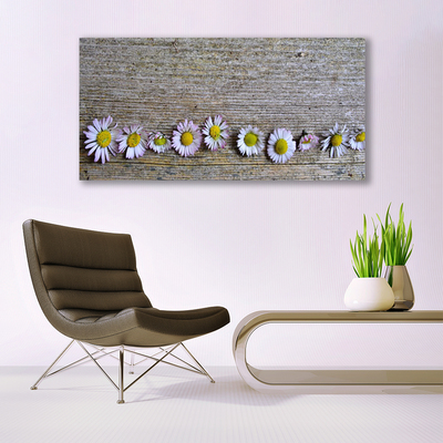 Glass Wall Art Daisy floral yellow white pink