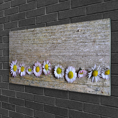 Glass Wall Art Daisy floral yellow white pink