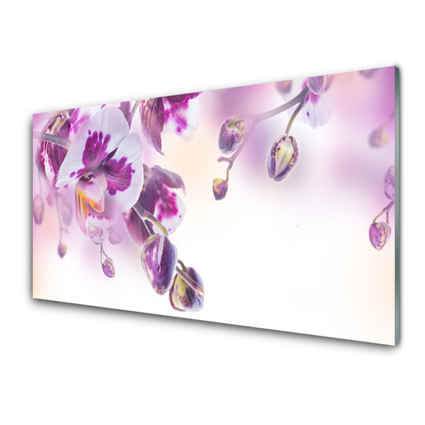 Glass Wall Art Flowers floral pink