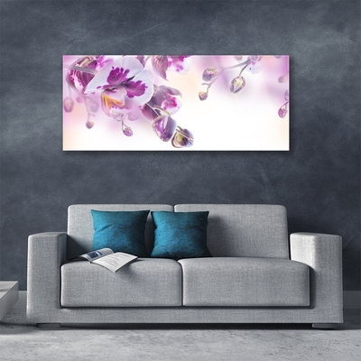 Glass Wall Art Flowers floral pink