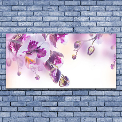 Glass Wall Art Flowers floral pink