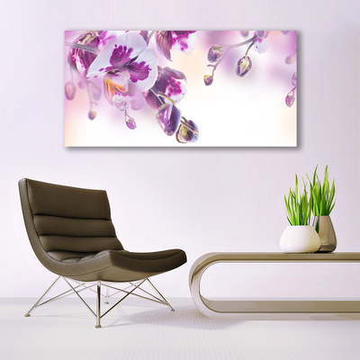 Glass Wall Art Flowers floral pink