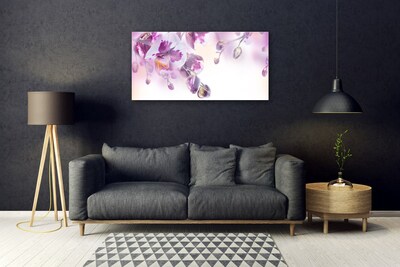 Glass Wall Art Flowers floral pink