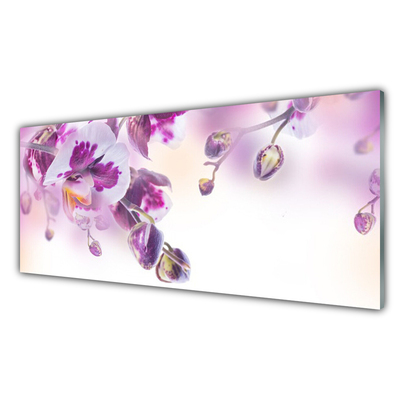 Glass Wall Art Flowers floral pink