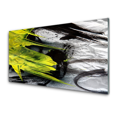 Glass Wall Art Abstract art green black grey