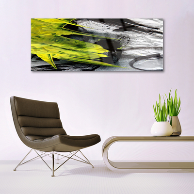 Glass Wall Art Abstract art green black grey