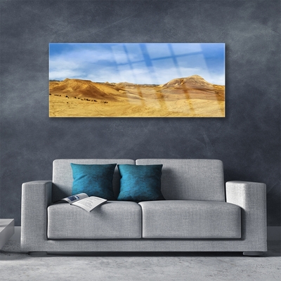 Glass Wall Art Desert landscape yellow