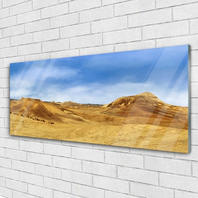 Glass Wall Art Desert landscape yellow