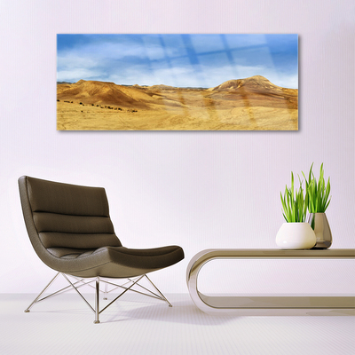 Glass Wall Art Desert landscape yellow