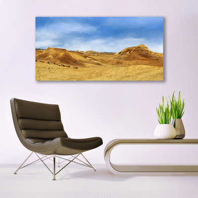 Glass Wall Art Desert landscape yellow