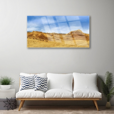 Glass Wall Art Desert landscape yellow