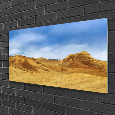 Glass Wall Art Desert landscape yellow