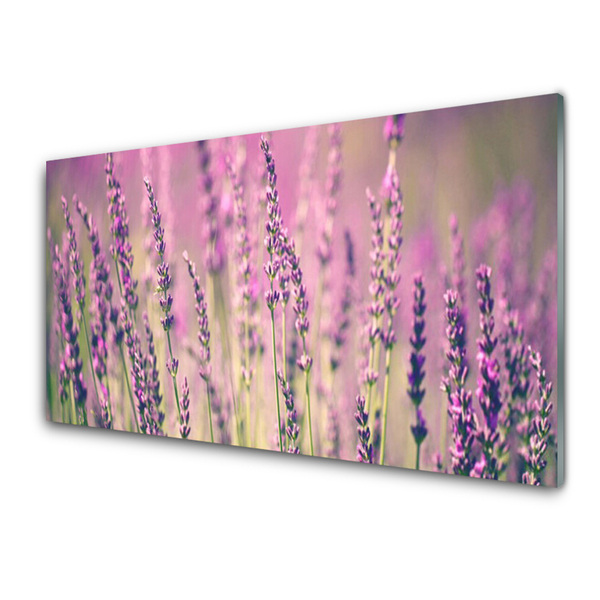 Glass Wall Art Flowers floral purple