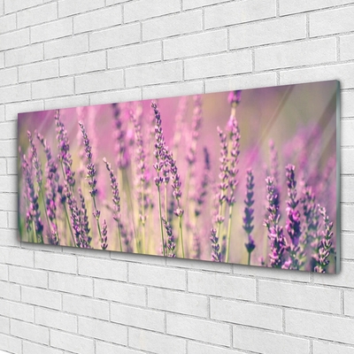 Glass Wall Art Flowers floral purple