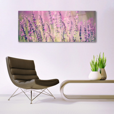 Glass Wall Art Flowers floral purple