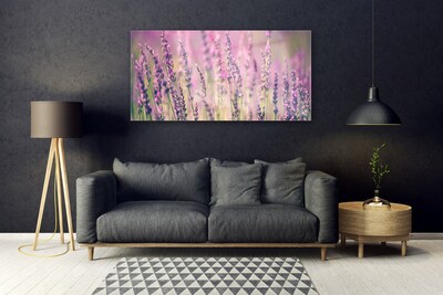 Glass Wall Art Flowers floral purple