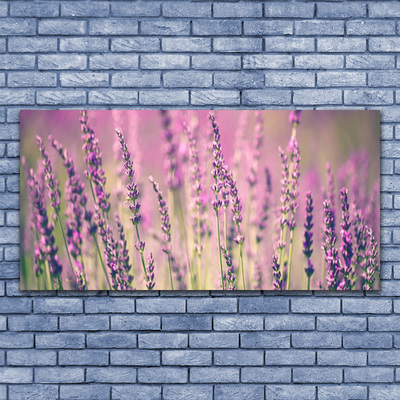 Glass Wall Art Flowers floral purple