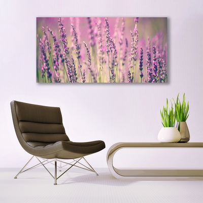 Glass Wall Art Flowers floral purple