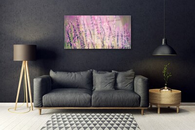 Glass Wall Art Flowers floral purple