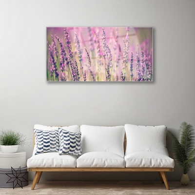 Glass Wall Art Flowers floral purple