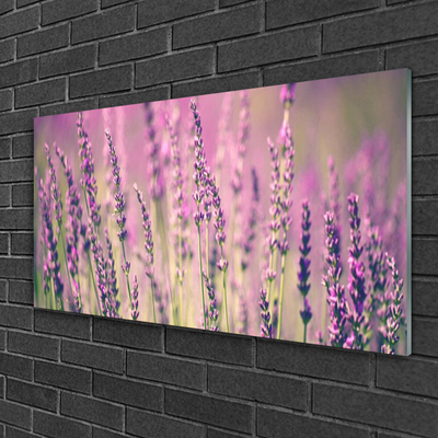 Glass Wall Art Flowers floral purple