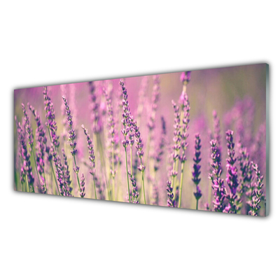 Glass Wall Art Flowers floral purple