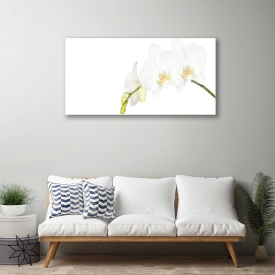 Glass Wall Art Flowers floral white