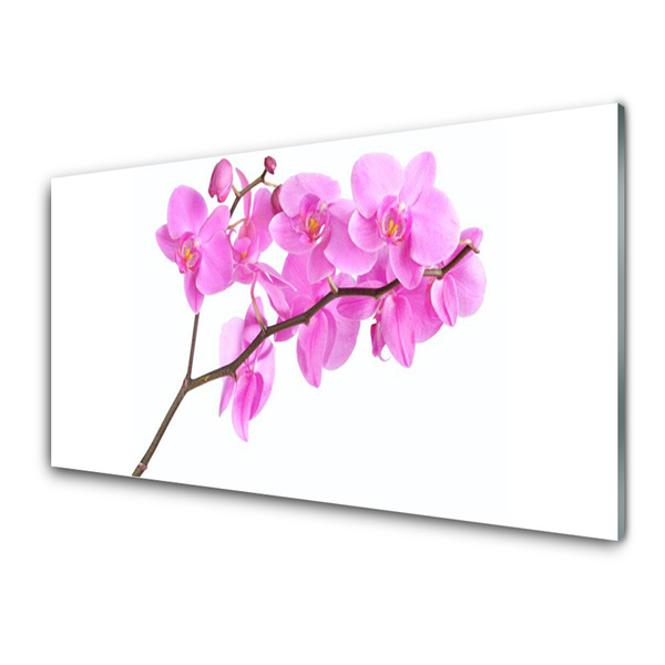 Glass Wall Art Flowers floral pink