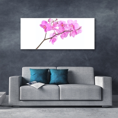 Glass Wall Art Flowers floral pink