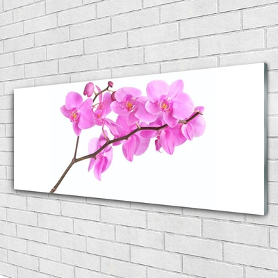 Glass Wall Art Flowers floral pink