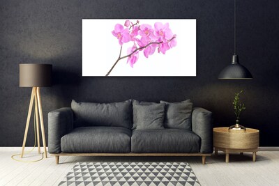 Glass Wall Art Flowers floral pink