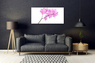 Glass Wall Art Flowers floral pink