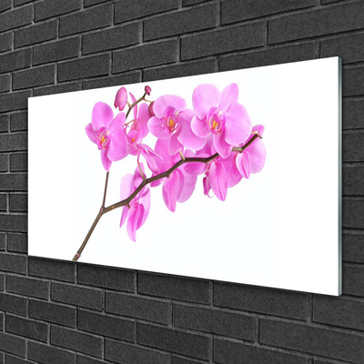 Glass Wall Art Flowers floral pink