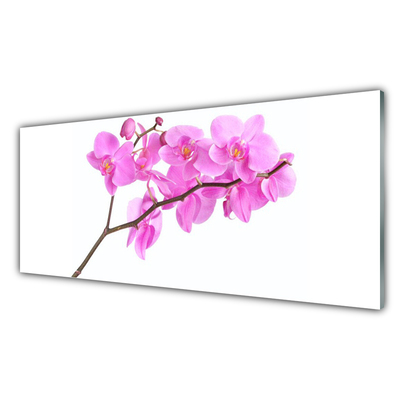 Glass Wall Art Flowers floral pink