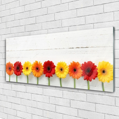 Glass Wall Art Flowers floral orange red yellow