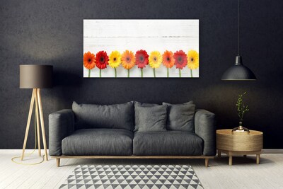 Glass Wall Art Flowers floral orange red yellow