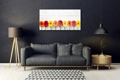 Glass Wall Art Flowers floral orange red yellow