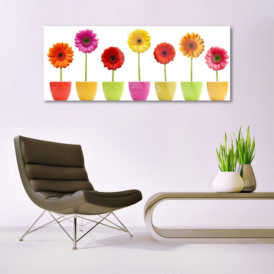 Glass Wall Art Flowers floral orange pink red yellow