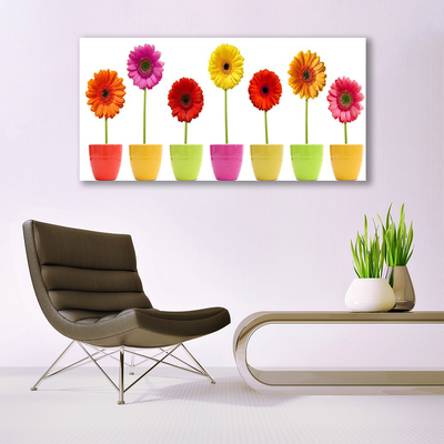 Glass Wall Art Flowers floral orange pink red yellow